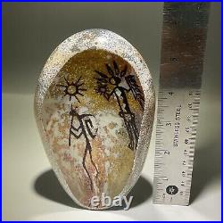 Richard Satava Art Blown Glass Paperweight Petroglyph 6 1996