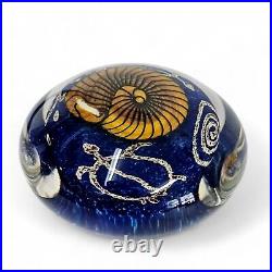 Richard Satava Art Glass Golden Nautilus Paperweight Signed and Dated 2017