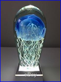 Richard Satava Art Glass Jelly Fish Paperweight Signed Numbered Dated 1995