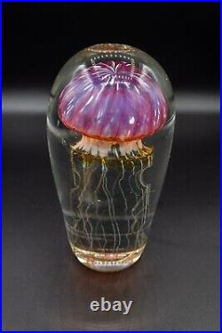 Richard Satava Art Glass Jellyfish Purple Sculpture Paperweight 5 READ DAMAGE