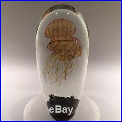 Richard Satava Double Passion Moon Jellyfish Art Glass Paperweight Sculpture