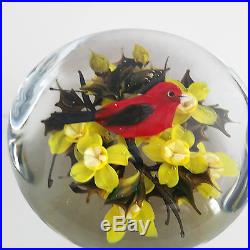 Rick Ayotte Cardinal & Daffodils Art Glass Paperweight Limited Edition