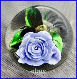 Rick Ayotte Paperweight Miniature Lavender Rose W Bee 1 Of 1 Unique