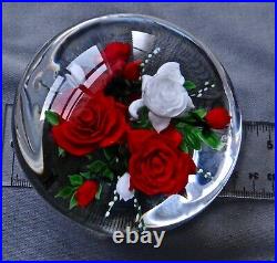 Rick Ayotte Paperweight Red & White Roses 2000 L/e 25 3 1/2