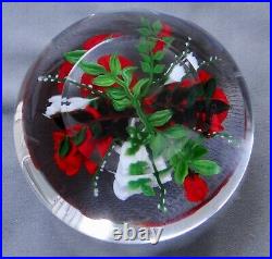 Rick Ayotte Paperweight Red & White Roses 2000 L/e 25 3 1/2