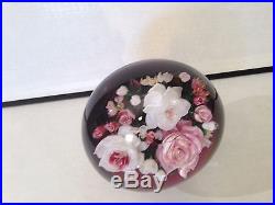 Rick Ayotte paperweight roses with dark red background appr. 3.5 x 2.5