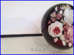 Rick Ayotte paperweight roses with dark red background appr. 3.5 x 2.5