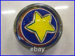 Rick Beck Art Glass Paperweight Painterly Encased Stars Large 3.5 Excellent Cond