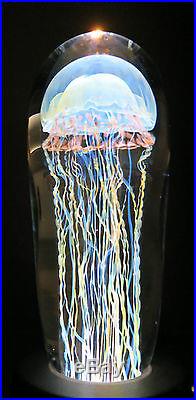 Rick SATAVA Moon Jellyfish Sculpture Studio Art Glass Paperweight