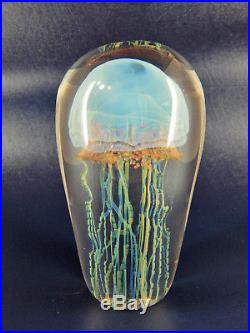 Rick Satava Hand Crafted Studio Art Glass JellyFish Paperweight 1998, Signed