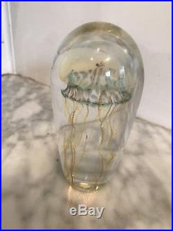 Rick Satava Hand Crafted Studio Art Glass JellyFish Paperweight 2004, 5 1/2in