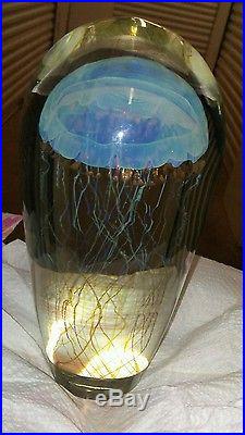 Rick satava large 10 1/2in moon jellyfish glass sculpter 2000 retail