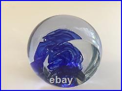 Robert Deeble Art Glass Crystal Paperweight, Signed, 3 1/2 H, 3 1/2 W, 2.5 Lbs