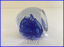 Robert Deeble Art Glass Crystal Paperweight, Signed, 3 1/2 H, 3 1/2 W, 2.5 Lbs