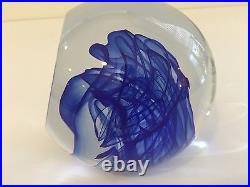 Robert Deeble Art Glass Crystal Paperweight, Signed, 3 1/2 H, 3 1/2 W, 2.5 Lbs