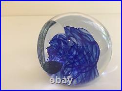 Robert Deeble Art Glass Crystal Paperweight, Signed, 3 1/2 H, 3 1/2 W, 2.5 Lbs