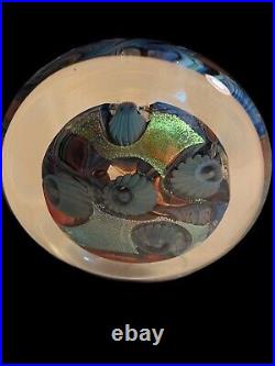 Robert Eickhold art glass paperweight Floral Large Paperweight Signed