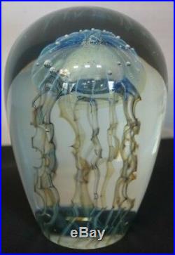 Robert Eickholt 2005 6 Iridescent Glass Jellyfish Paperweight Signed