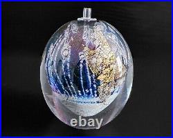 Robert Eickholt 4 Iridescent Gold Blue Pink Art Glass Paperweight Oil Lamp 1983