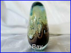 Robert Eickholt Art Glass Paperweight Signed 1997 SCULPV3 Uranium Vaseline 5½