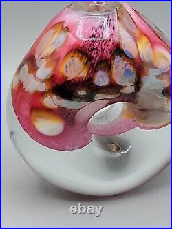 Robert Eickholt Art Glass Paperweight Vase Perfume Pink Sea Life Donut Hole 1996