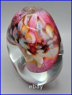 Robert Eickholt Art Glass Paperweight Vase Perfume Pink Sea Life Donut Hole 1996