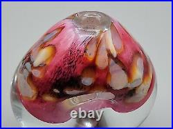 Robert Eickholt Art Glass Paperweight Vase Perfume Pink Sea Life Donut Hole 1996