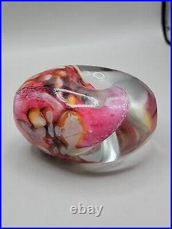 Robert Eickholt Art Glass Paperweight Vase Perfume Pink Sea Life Donut Hole 1996