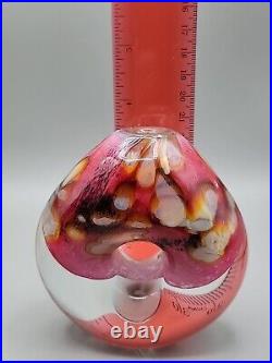 Robert Eickholt Art Glass Paperweight Vase Perfume Pink Sea Life Donut Hole 1996