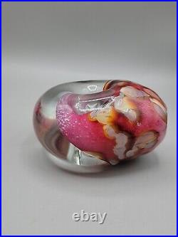 Robert Eickholt Art Glass Paperweight Vase Perfume Pink Sea Life Donut Hole 1996