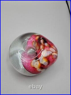 Robert Eickholt Art Glass Paperweight Vase Perfume Pink Sea Life Donut Hole 1996