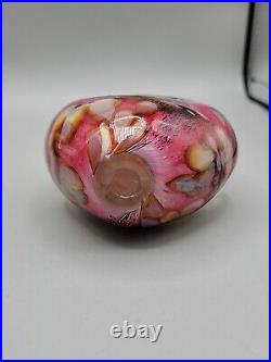 Robert Eickholt Art Glass Paperweight Vase Perfume Pink Sea Life Donut Hole 1996