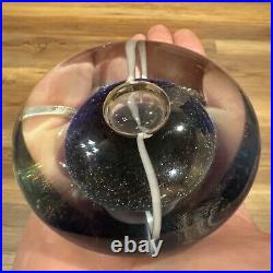 Robert Eickholt Dichroic Purple Blue Disc Art Glass Signed Paperweight 1992