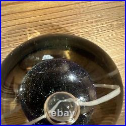 Robert Eickholt Dichroic Purple Blue Disc Art Glass Signed Paperweight 1992
