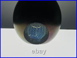 Robert Eickholt Globe Dichroic Blown Art Glass Abstract Paperweight 1994-WALF