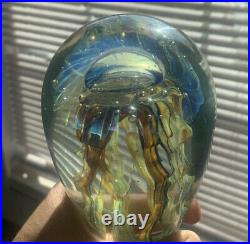 Robert Eickholt Jellyfish Paperweight Signed Studio Art Glass 2005 5.75