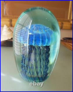 Robert Eickholt Jellyfish Paperweight Signed Studio Art Glass Mint X Large 5.5
