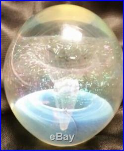 Robert Eickholt Nebula Ice Vortex Art Glass Paperweight Iridescent 1989 Signed