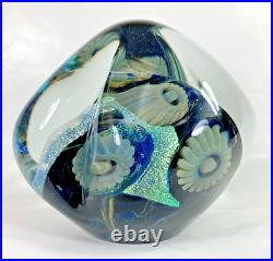 Robert Eickholt Seascape Anemone Iridescent Blue Art Glass Paperweight 4 In 2006