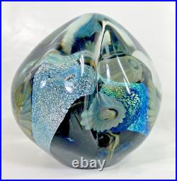 Robert Eickholt Seascape Anemone Iridescent Blue Art Glass Paperweight 4 In 2006