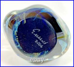 Robert Eickholt Seascape Anemone Iridescent Blue Art Glass Paperweight 4 In 2006