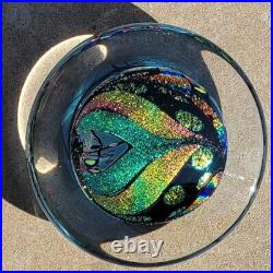 Rollin Karg 8.5 Dichroic Iridescent Art Glass Paperweight Signed and Dated 2015