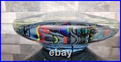 Rollin Karg 8.5 Dichroic Iridescent Art Glass Paperweight Signed and Dated 2015