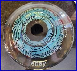 Rollin Karg 8.5 Dichroic Iridescent Art Glass Paperweight Signed and Dated 2015