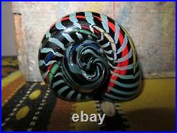 Rollin Karg Art Black Glass Shell Nautilus Paperweight Sculpture Hand Signed