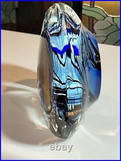 Rollin Karg Art Glass Cased Dichroic Paperweight 6.5wx6hx 2.5d Signed 2005