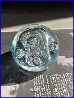 Rollin Karg Multicolor Swirl Bubbles Art Glass Sculpture Paperweight! -G13 read