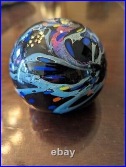 Rollin Karg Polychrome Art Glass Sculpture Iridescent Swirls Paperweight Signed