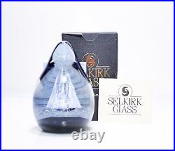 SELKIRK Art Glass Egg Shaped Scotland Meteor Paperweight with Box & Paperwork