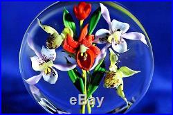 SPACTACULAR Paul STANKARD Orchid BOUQUET Art Glass Paperweight